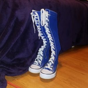 Blue mid calf sneakers